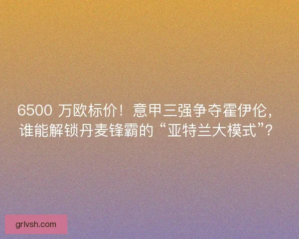 6500 万欧标价！意甲三强争夺霍伊伦，谁能解锁丹麦锋霸的 “亚特兰大模式”？